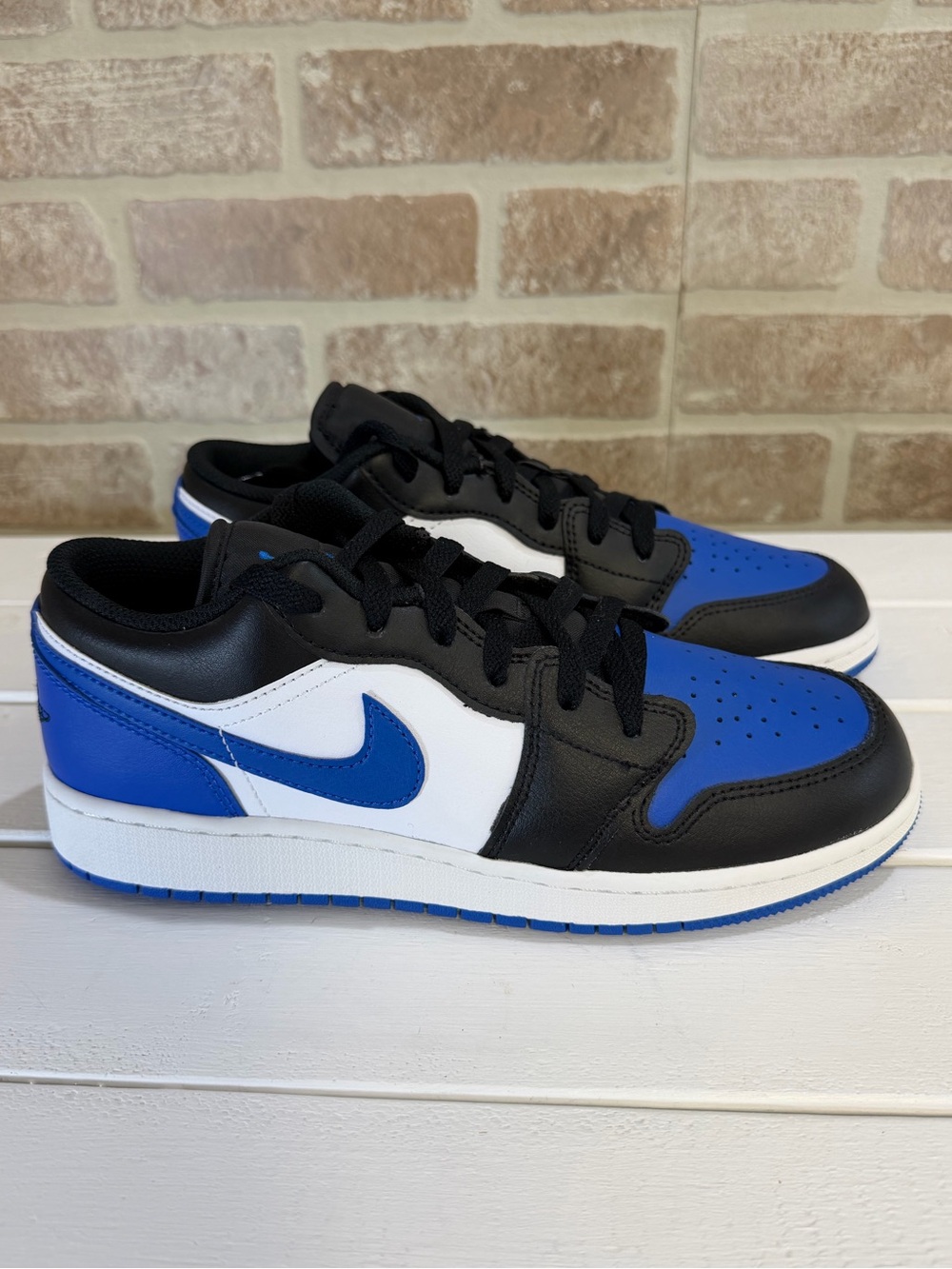 Nike Air Jordan 1 Low Black White Game Royal Blue Sneakers Youth 7Y Women’s 8.5